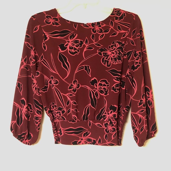 OLM Floral Blouse w/ Elastic Waist & Balloon Sleeves - Picture 5 of 16